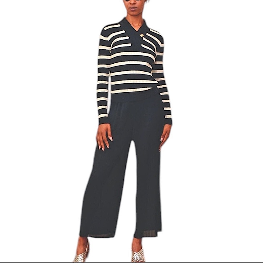 Lauren Ralph Lauren VTG Striped Cotton Sweater XL Gold Crest Button Preppy - Picture 3 of 9